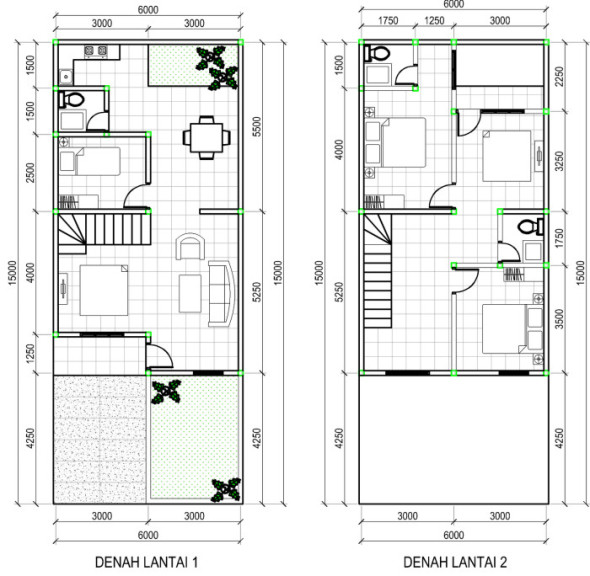 Denah Rumah 2 Lantai 590x576 Denah Rumah Minimalis untuk Rumah 1 Lantai dan 2 Lantai