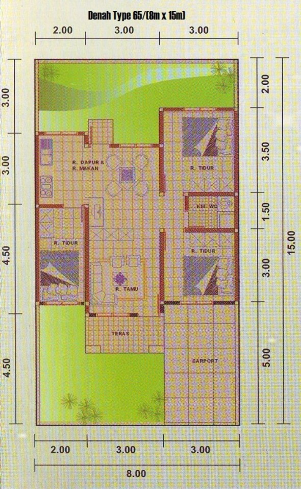 Denah rumah idaman 590x958 Denah Rumah Minimalis 3 Kamar Tidur Untuk Rumah Idaman Anda