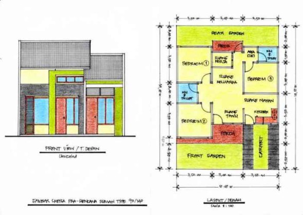 Denah rumah minimalis 3 kamar tidur 1 lantai 590x418 Denah Rumah Minimalis 3 Kamar Tidur Untuk Rumah Idaman Anda