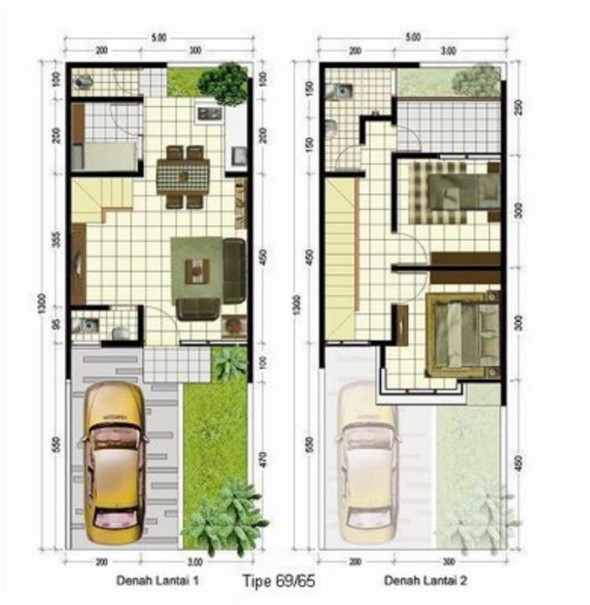 Denah rumah minimalis modern terbaru 590x605 Denah Rumah Modern Minimalis dengan Desain Menarik