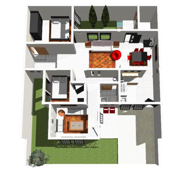 Denah rumah modern minimalis 590x590 Denah Rumah Modern Minimalis dengan Desain Menarik