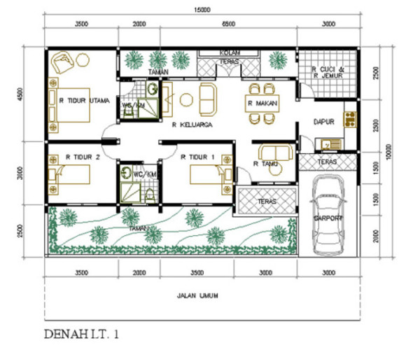 Gambar denah rumah 590x493 Menentukan Gambar Denah Rumah Idaman yang Nyaman