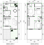 denah rumah tingkat belakang