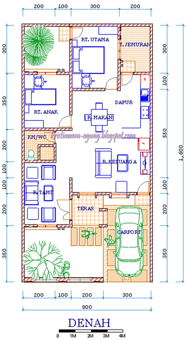 gambar denah rumah 2 lantai